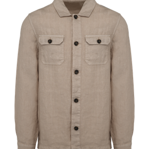 Men's linen washed effect overshirt, miniatyr 2